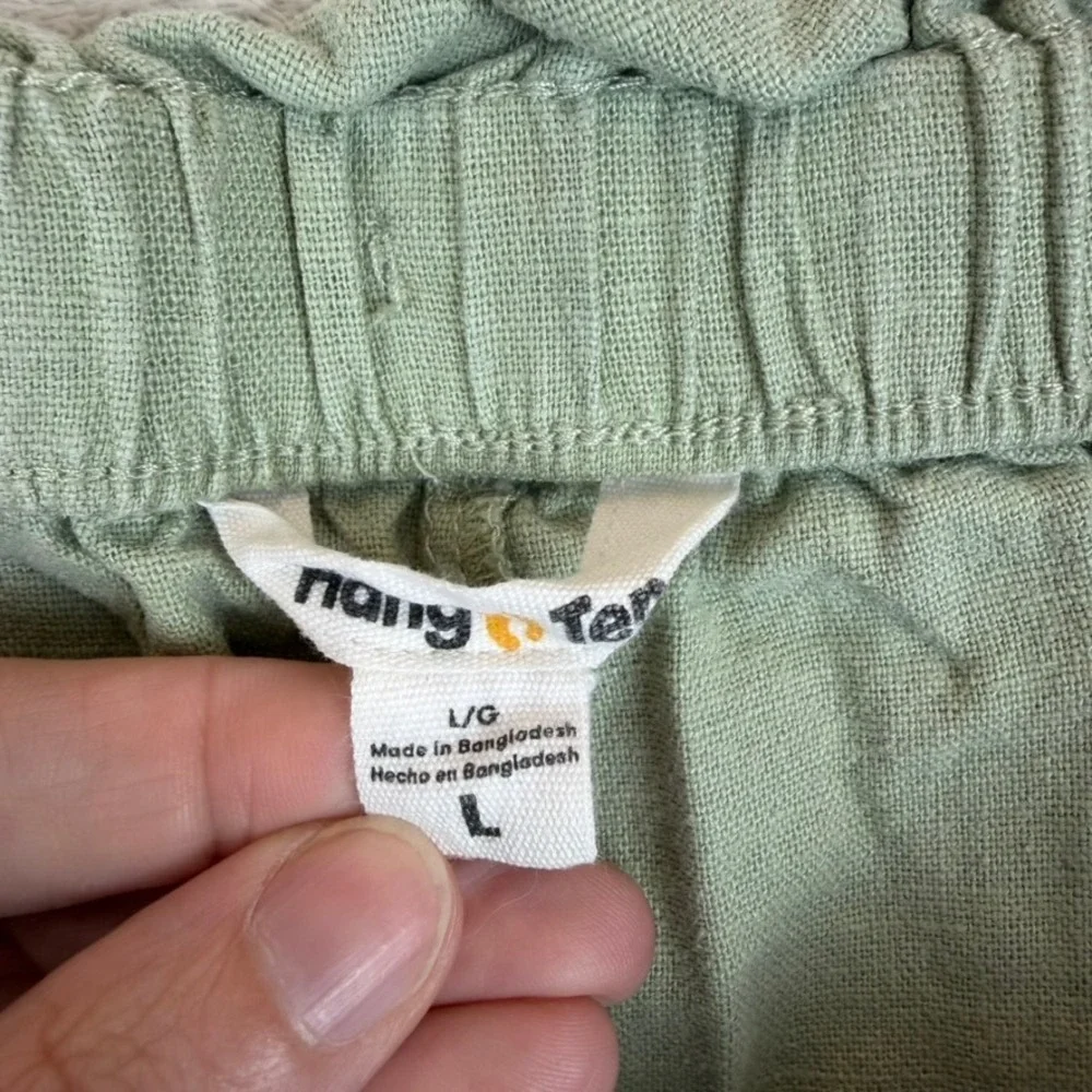 Hang Ten Women Linen Blend Paperbag Waist Shorts Set of 2 Black Green Large